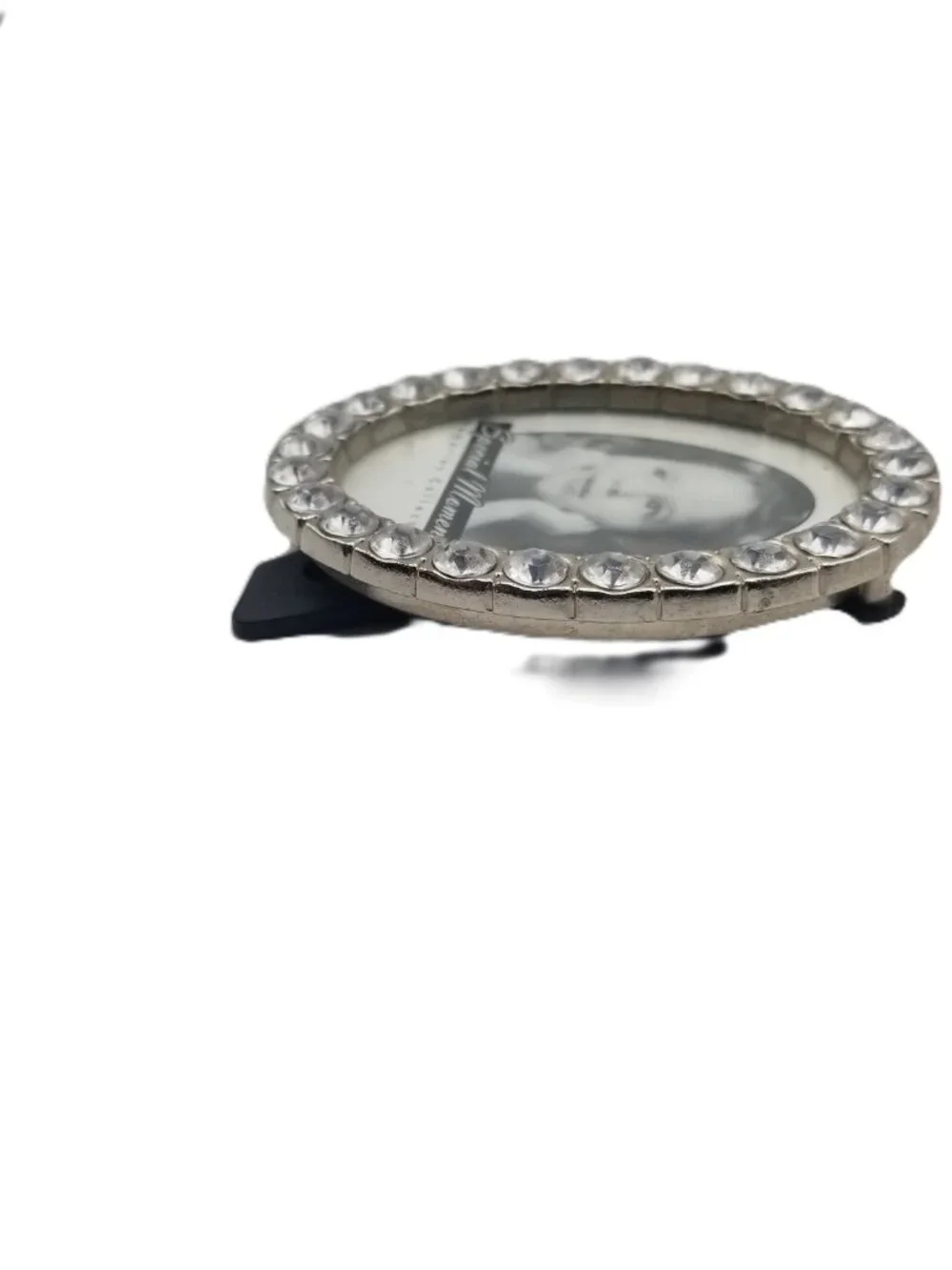 Special Moments Rhinestone Oval Picture Frame Silver Tone Tabletop Elegant